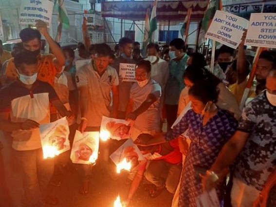Tripura Pradesh Congress staged protest over UP's brutal Gang-rape case Tripura Pradesh Congress staged protest over UP's brutal Gang-rape case